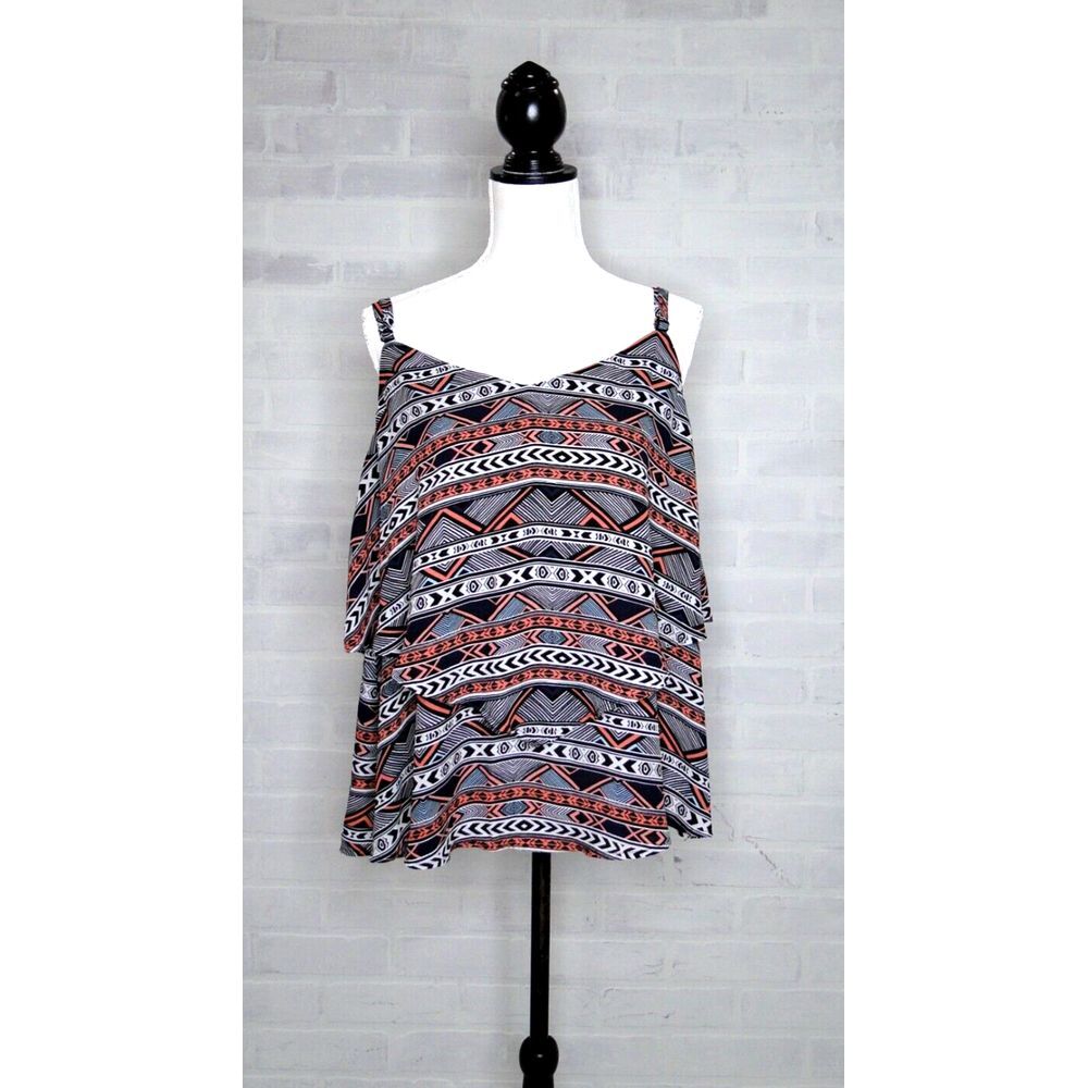 Torrid Womens 2X Tank Top Geometric‎ Printed Multicolor Cutout Plus Size